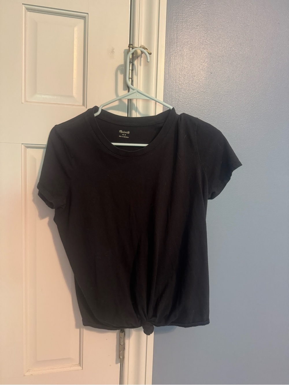 Madewell Black Short-Sleeve Knot-Front Tee